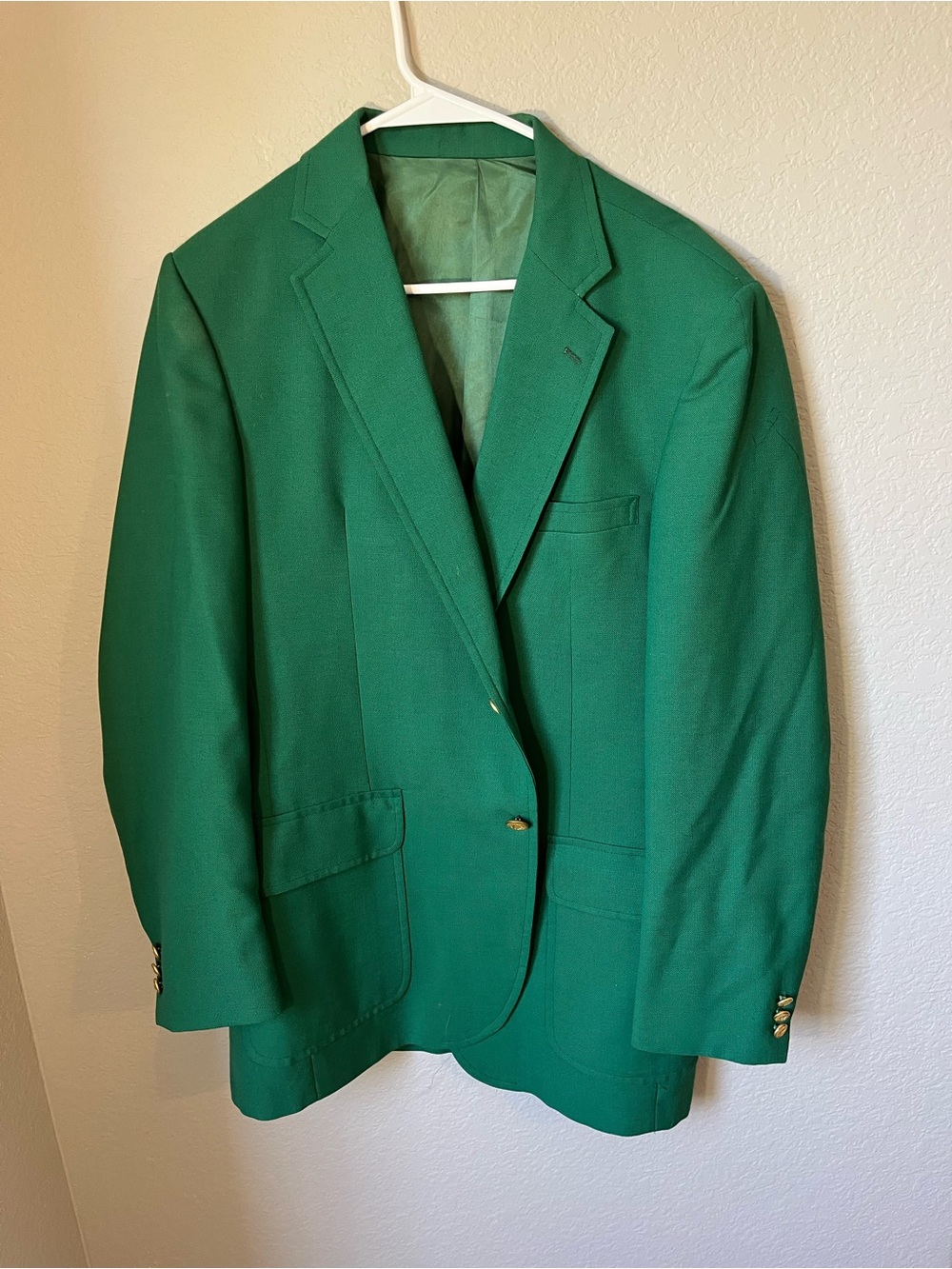 Vintage Stanley Blacker Men’s Green Gold Crest Button Blazer Sport Coat 40R
